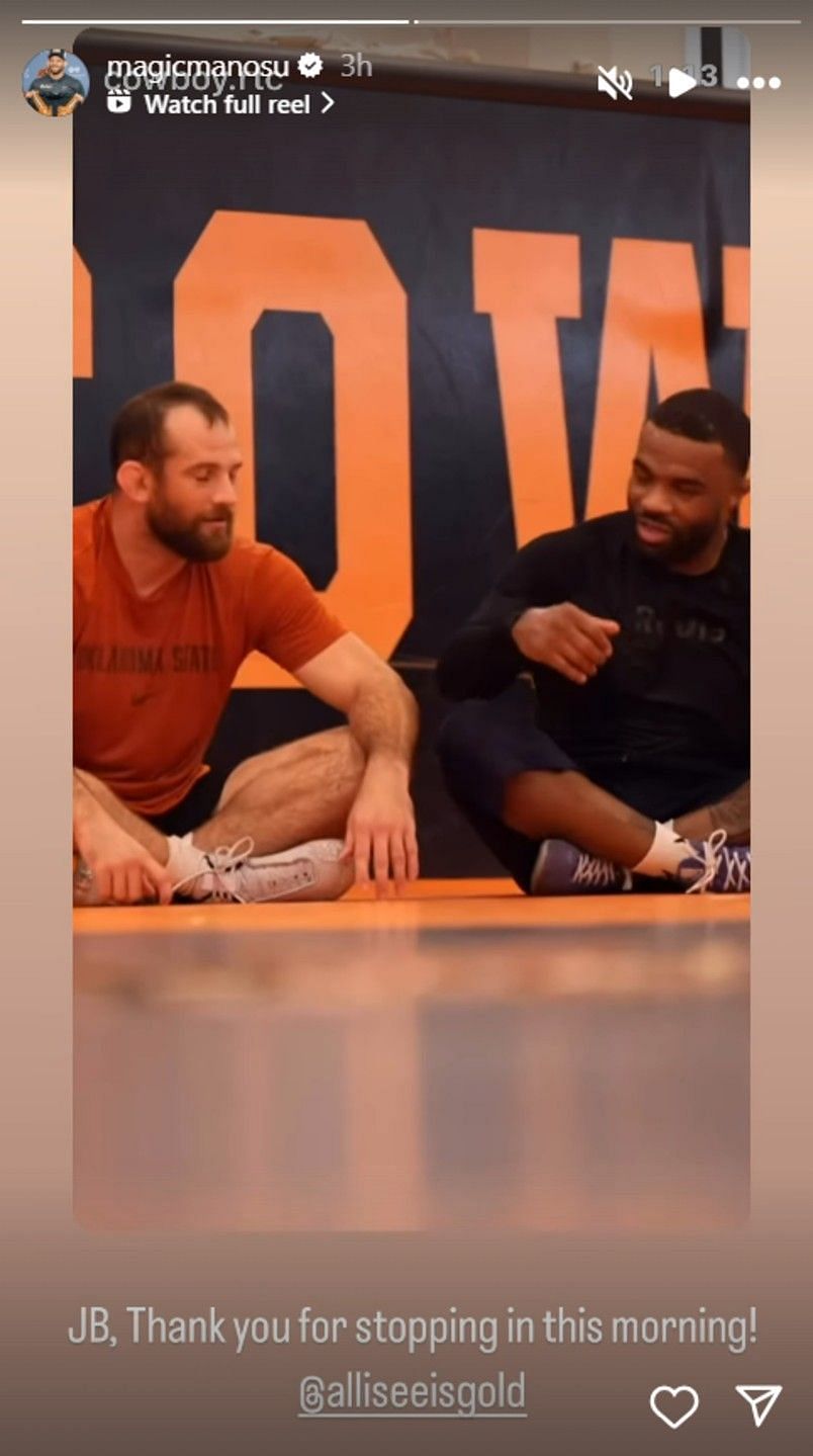 Screenshot of David Taylor's Instagram story (@magicmanosu/ig)